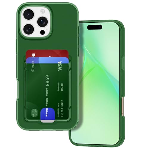 Petocase Schutzhülle für iPhone 16 Pro, Brieftaschen-Hülle, Kartenhalter, ultradünne Passform, flexibles TPU-Gel, Gummi, weiche Haut, Silikon, durchscheinend dunkelgrün Petocase Schutzhülle für iPhone 16 Pro, Brieftaschen-Hülle, Kartenhalter, ultradünne Passform, flexibles TPU-Gel, Gummi, weiche Haut, Silikon, durchscheinend dunkelgrün von Petocase