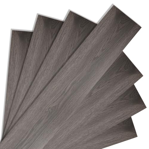 Peviasot PVC Bodenbelag Selbstklebend, 91,5cm x 15,2cm Dicke 1.5 mm Vinylboden Selbstklebende Vinyl Fliesen 3m²/21 Fliesen Bodenfliesen Rutschfest, Wasserfest Schneidbar (Dunkelgrau) von Peviasot