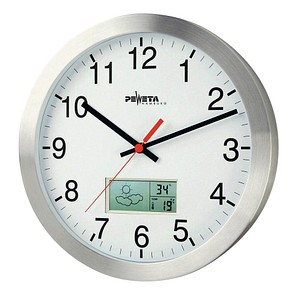 PEWETA Funkwanduhr weiß silber Aluminium, matt, Ø 30,0 cm PEWETA Funkwanduhr weiß silber Aluminium, matt, Ø 30,0 cm von Peweta