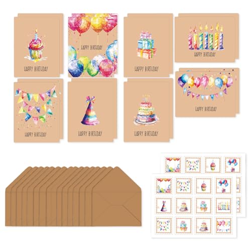 16 Geburtstagskarten inkl. extra Umschläge & Sticker zu Jedem Anlass, Geburtstagskarten Aquarell, Klappkarten zum Geburtstag, Happy Birthday Karten, Glückwunschkarte für Männer und Frauen 16 Geburtstagskarten inkl. extra Umschläge & Sticker zu Jedem Anlass, Geburtstagskarten Aquarell, Klappkarten zum Geburtstag, Happy Birthday Karten, Glückwunschkarte für Männer und Frauen von Peysaitr