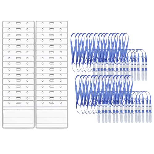 Blaue Schlüsselbänder und 30 Kartenhalter, wasserdicht, doppelseitig, horizontal, verschließbar, Kunststoff, Namensschild, für Ausweise, Büro, Schule, Busausweise Blaue Schlüsselbänder und 30 Kartenhalter, wasserdicht, doppelseitig, horizontal, verschließbar, Kunststoff, Namensschild, für Ausweise, Büro, Schule, Busausweise von Peysaitr