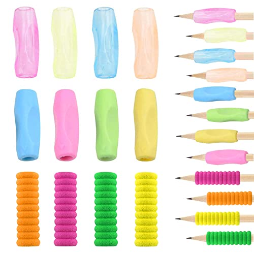 Schreibhilfe Für Stift Kinder, Silikon Stift Griffe, Schreibhilfen Set Ergonomische Stifthalter Linkshänder Rechtshänder Bleistift Griffe Bunte Für Linkshänder und Rechtshänder/Behinderte von Peysaitr