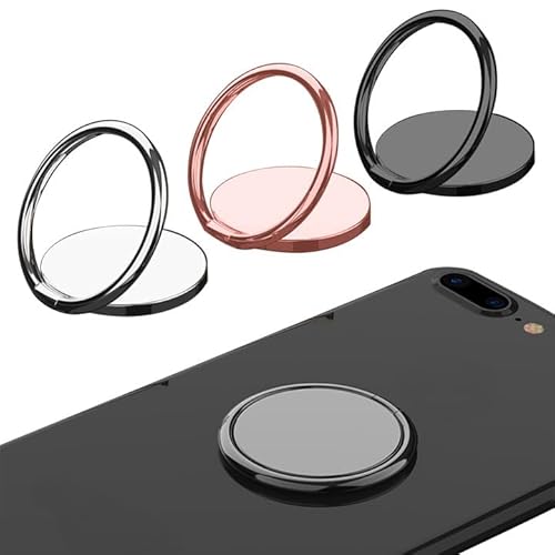 Ultradünner Handy Ring Halterung, 3 Stücke Handy Ring Halterung, 360 Grad Drehung Smartphone Halter, Handyhalterung Finger für Smartphone mit Einhandbedienung (Schwarz + Silber + Roségold) von Peysaitr