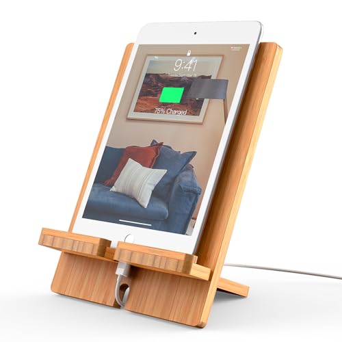 Pezin & Hulin Tablet-Ständer aus Bambus, verstellbar, kompatibel mit Pad 9.7, 10.5, 12.9, Air 2 3 4 Mini, Kindle, Phone 8 Plus X XS Max XR (unterstützt 11,9 - 33 cm Geräte) von Pezin & Hulin