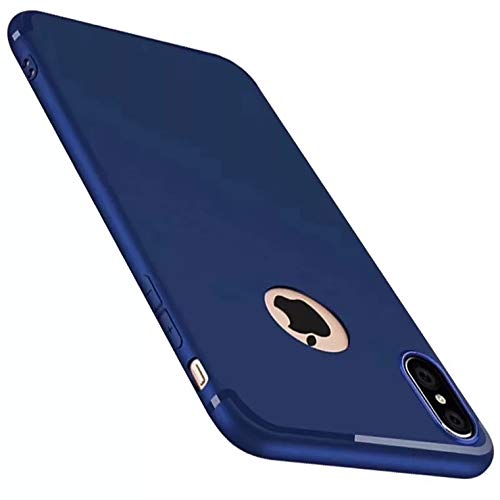 PfX] Hülle kompatibel mit iPhone XS MAX in blau Matt - TPU Silikonhülle [Unterstützt Kabelloses Laden] mit integriertem Staubschutz (Blue-Line) von PfX