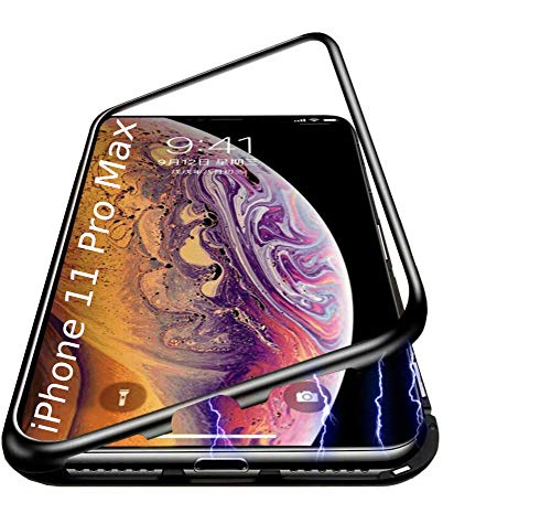 PfX Magnetische 360° Premium Hülle kompatibel mit iPhone 11 Pro Max aus Aluminium inklusive 9H Schutzglas - Unterstützt Kabelloses Laden (iPhone 11 Pro MAX, Schwarz) von PfX
