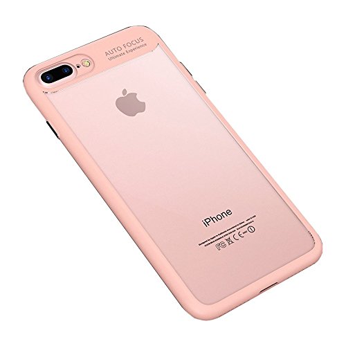 PfX] Pinke Premium Hülle kompatibel mit iPhone 8 Plus/iPhone 7 Plus - [Unterstützt Kabelloses Laden] aus edlem Acryl und Silikonrand (Pink) von PfX