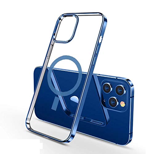 PfX Transparente Hülle 2.0 mit integrierten Magneten geeignet für iPhone 12/12 Pro - Silikonhülle 2.0 Edition - (iPhone 12/12 Pro, Blau) von PfX
