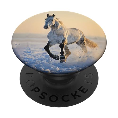 Weißes Pferd Auf Schnee Wildpferd Hengst Wild PopSockets Klebender PopGrip von Pferd Geschenk PopLove Co.