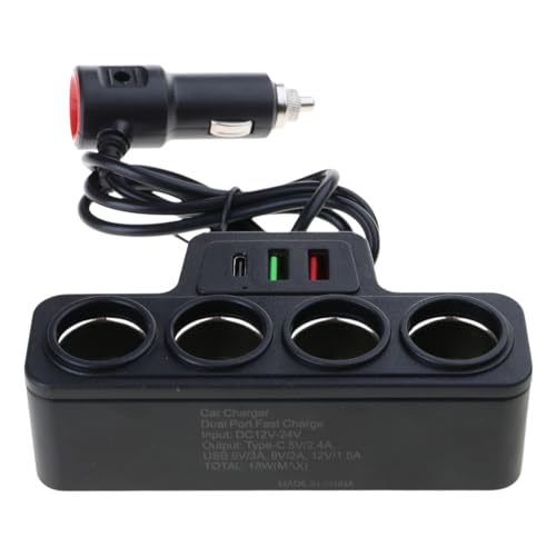 Pffiocix 12V/24V Auto Ladeadapter Auto Steckdose Splitter 120W mit USB C Port & 75cm langem Kabel Pffiocix 12V/24V Auto Ladeadapter Auto Steckdose Splitter 120W mit USB C Port & 75cm langem Kabel von Pffiocix