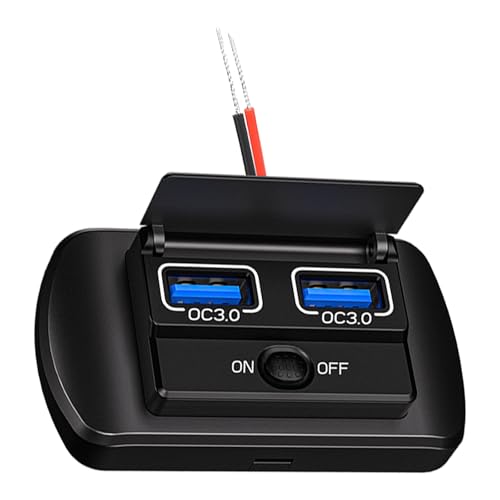 Pffiocix 12V USB Auto Ladeadapter Panel Wandhalterung Doppel USB/USB C Port Auto Schnellladung mit Knopfschaltern von Pffiocix