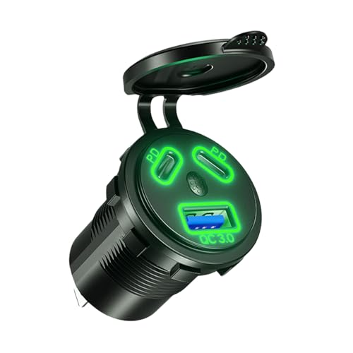 Pffiocix 3-Port Auto Ladebuchse Doppel Typ C PD45W und 18W USB Schnellladeadapter für Marine Motorrad Pffiocix 3-Port Auto Ladebuchse Doppel Typ C PD45W und 18W USB Schnellladeadapter für Marine Motorrad von Pffiocix