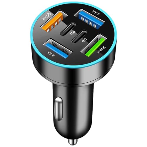 Pffiocix Auto Ladekopf USB C und USB A & Super Mehrfach Port Schnellladeadapter für Smartphones Tablets Pffiocix Auto Ladekopf USB C und USB A & Super Mehrfach Port Schnellladeadapter für Smartphones Tablets von Pffiocix