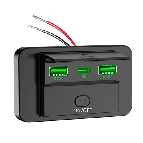 Pffiocix Doppel USB & PD3.0 Typ C Autoladegerät 12V-24V, wasserdichte Schnellladebuchse für Fahrzeug LKW Reise Pffiocix Doppel USB & PD3.0 Typ C Autoladegerät 12V-24V, wasserdichte Schnellladebuchse für Fahrzeug LKW Reise von Pffiocix