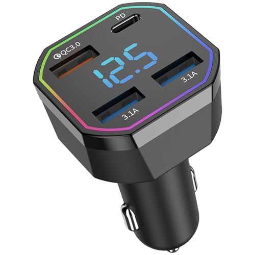 Pffiocix USB-Auto-Ladeadapter, 66 W, 4 Anschlüsse, Schnellladeadapter, 4,8 A/Schnellladung, 3,0 + 3,1 A/66 W + 3,1 A Pffiocix USB-Auto-Ladeadapter, 66 W, 4 Anschlüsse, Schnellladeadapter, 4,8 A/Schnellladung, 3,0 + 3,1 A/66 W + 3,1 A von Pffiocix