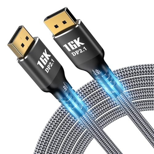 PfirstDa 16K DisplayPort 2.1 80Gbps, DisplayPort Kabel 16K@60Hz, 8K@120Hz, 4K@240Hz 165Hz 144Hz, Kompatibel Mit G-Sync Und FreeSync, DP-zu-DP-Kabel Für Gaming-Monitore, PCs Usw (1.0m) von PfirstDa