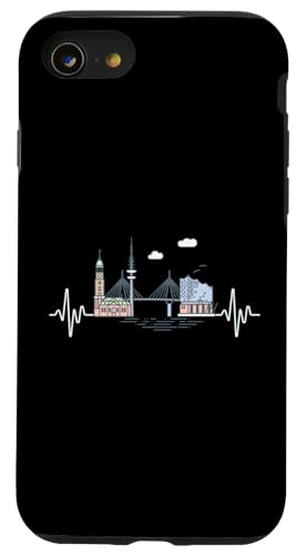 Hülle für iPhone SE (2020) / 7 / 8 Hamburg Skyline Herzschlag Fan Liebe Hansestadt von Pfotenschatz