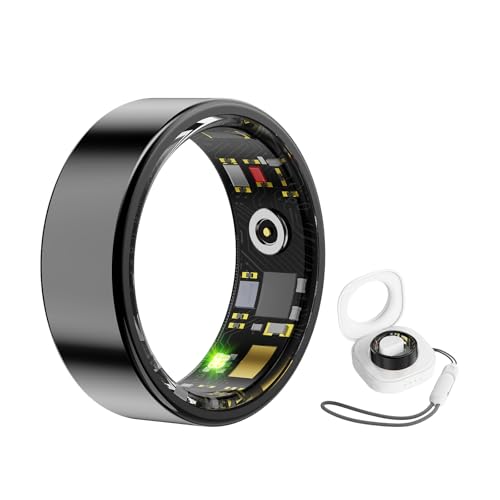 Pgtc Smart Ring,Fitness Ring für Männer und Frauen,Herzfrequenzmesser,Kalorienzähler,Schlaf-Tracker,Schrittzähler,Gesundheitsring,IP68 wasserdichter Smart Ring kompatibel mit Android iOS(Schwarz,9) von Pgtc
