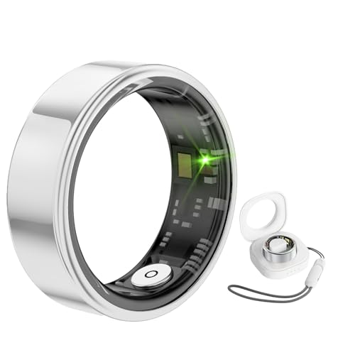 Pgtc Smart Ring,Fitness Ring für Männer und Frauen,Herzfrequenzmesser,Kalorienzähler,Schlaf-Tracker,Schrittzähler,Gesundheitsring,IP68 wasserdichter Smart Ring kompatibel mit Android iOS (Silber,7) von Pgtc