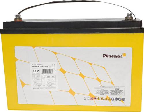 Phaesun Sun-Store 125 340093 Solarakku 12V 126Ah Blei-Vlies (AGM) (B x H x T) 330 x 220 x 173mm M8-S von Phaesun