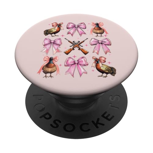 Kokette Schleife Fasan Jäger Fasan Jagd Rosa Mädchen Mama PopSockets Klebender PopGrip von Pheasant Hunter Coquette Aesthetic Women Clothing