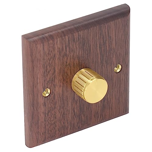 Dreh-Dimmerschalter aus Holz mit Kupferknopf Zum Dimmen von LED-Lampen, Lichtdimmer aus Schwarzem Walnussholz für Zuhause, 200–250 V Dreh-Dimmerschalter aus Holz mit Kupferknopf Zum Dimmen von LED-Lampen, Lichtdimmer aus Schwarzem Walnussholz für Zuhause, 200–250 V von Phefop