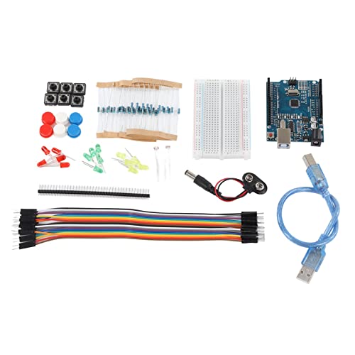 Phefop Komponenten-Basis-Starter-Leistungsmodul, Stecker-zu-Stecker-Überbrückungsdraht, 400-Loch-Breadboard-Widerstandssatz mit USB-Kabel, LED-Leuchten, Widerstände für R3 von Phefop