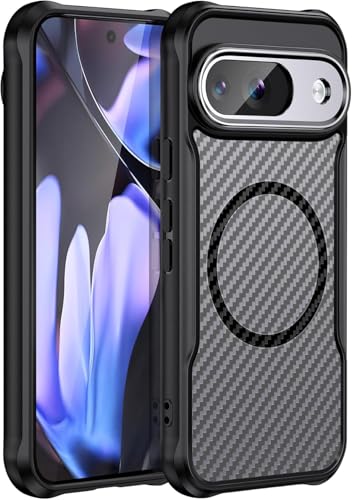 Phelinta Magnetisch Hülle für Google Pixel 9 Case 2024, Kompatibel mit MagSafe Zubehör, Transluzente Matt Rückseite Schutzhülle, Stoßfeste Handyhülle für Pixel 9 6,3 Zoll von Phelinta