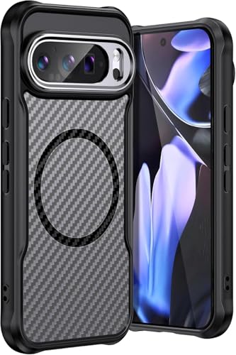 Phelinta Magnetische Hülle für Google Pixel 9 Pro 2024, Kompatibel mit MagSafe, Transluzente Matt Rückseite Schutzhülle, Stoßfeste Case Handyhülle für Pixel 9 Pro 6,3 Zoll von Phelinta