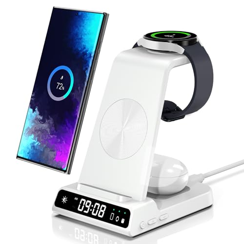 Phelinta 3 in 1 Induktive Ladestation für Samsung, Wireless Charger Ladestation für Samsung S24 Ultra/S24/S23 Ultra/S23/S22/S21/Z Flod 5/Z Flip 5, Kabelloses Ladegerät für Galaxy Watch 6/5/4/3 von Phelinta