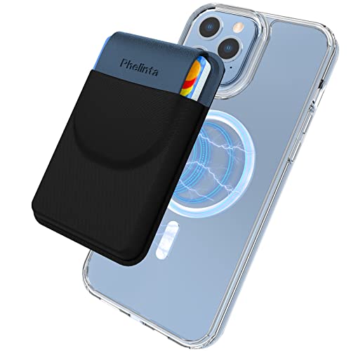 Phelinta Magnetischer Handy Kartenhalter für MagSafe Wallet, Magnetic Card Holder Wallet Kompatibel mit iPhone 15/14/13/12 Pro/Pro Max/Plus Series, zur Aufbewahrung von 1-5 Karten, mit Flap von Phelinta