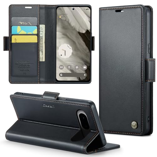 Phernykas Handyhülle für Google Pixel 7A Klapphülle, Leder Wallet mit Standfunktion und Kartenfächern Cover Google Pixel 7A 360 Grad hülle Stoßfeste Flip Case (Schwarz) von Phernykas