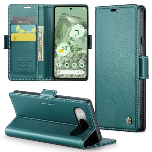 Phernykas Handyhülle für Pixel 8A Hülle Leder,Magnetische Klapphülle mit kartenfach und Standfunktion Smartphone Schutzhülle Lederhülle Google Pixel 8A Flip Book Case (Blaugrün) von Phernykas