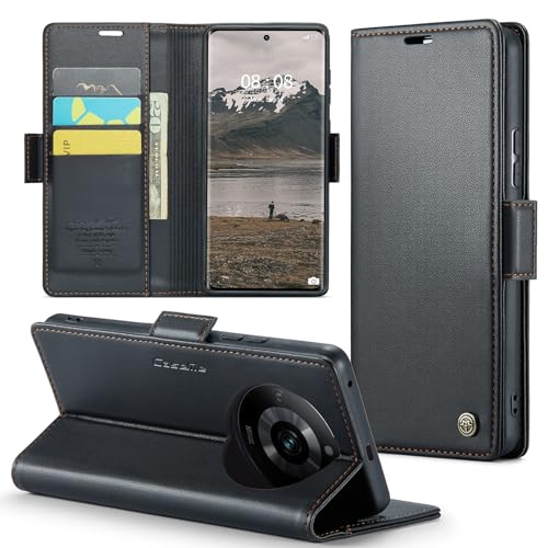 Phernykas Handyhülle für Realme 11 Pro Klapphülle, Leder Wallet mit Standfunktion und Kartenfächern Cover Realme 11 Pro/Realme 11 Pro Plus 360 Grad hülle Stoßfeste Flip Case (Schwarz) von Phernykas