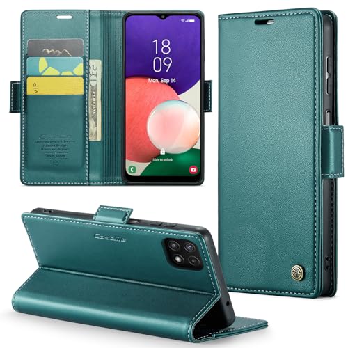 Phernykas Handyhülle für Samsung Galaxy A22 Hülle Leder,Magnetische Klapphülle mit kartenfach und Standfunktion Smartphone Schutzhülle Lederhülle Samsung A22 Flip Book Case (Blaugrün) von Phernykas