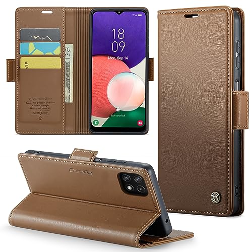 Phernykas Handyhülle für Samsung Galaxy A22 Hülle Leder,Magnetische Klapphülle mit kartenfach und Standfunktion Smartphone Schutzhülle Lederhülle Samsung A22 Flip Book Case (Braun) von Phernykas