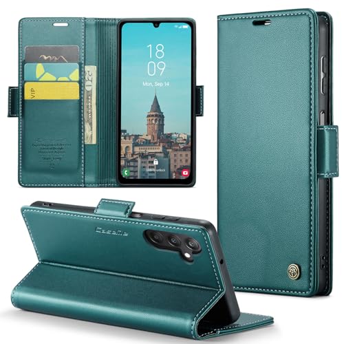 Phernykas Handyhülle für Samsung Galaxy A25 5G Hülle Leder,Magnetische Klapphülle mit kartenfach und Standfunktion Smartphone Schutzhülle Lederhülle Samsung Galaxy A25 5G Flip Book Case (Blaugrün) von Phernykas