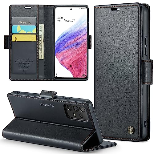Phernykas Handyhülle für Samsung Galaxy A53 Klapphülle, Leder Wallet mit Standfunktion und Kartenfächern Cover Samsung Galaxy A53 360 Grad hülle Stoßfeste Flip Case (Schwarz) von Phernykas