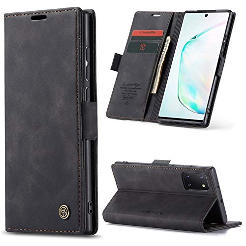 Phernykas Handyhülle für Samsung Galaxy Note 10 Lite Hülle Leder,Magnetische Klapphülle mit kartenfach und Standfunktion Smartphone Schutzhülle Lederhülle Samsung Note 10 Lite Flip Book Case (Schwarz) von Phernykas