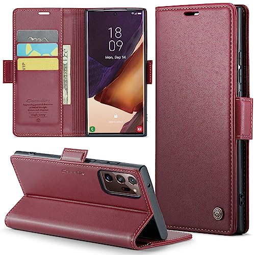 Phernykas Handyhülle für Samsung Galaxy Note 20 Ultra Hülle Leder,Magnetische Klapphülle mit kartenfach und Standfunktion Smartphone Schutzhülle Lederhülle Samsung Note 20 Ultra Flip Book Case (Rot) von Phernykas