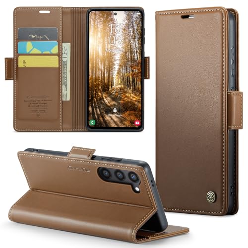 Phernykas Handyhülle für Samsung Galaxy S24/S25 Plus Hülle Leder,Magnetische Klapphülle mit kartenfach und Standfunktion Smartphone Schutzhülle Lederhülle Samsung S25 Plus Flip Book Case (Braun) von Phernykas