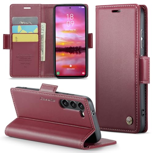 Phernykas Handyhülle für Samsung Galaxy S25 Hülle Leder,Magnetische Klapphülle mit kartenfach und Standfunktion Smartphone Schutzhülle Lederhülle Samsung S25 Flip Book Case (Rot) von Phernykas