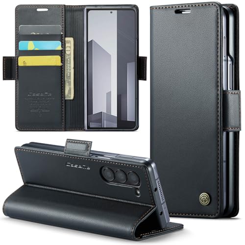 Phernykas Handyhülle für Samsung Galaxy Z Fold 6 Hülle Leder,Magnetische Klapphülle mit kartenfach und Standfunktion Smartphone Schutzhülle Lederhülle Samsung Galaxy Z Fold 6 Flip Book Case (Schwarz) von Phernykas