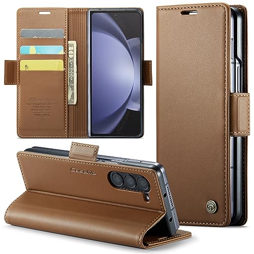 Phernykas Handyhülle für Samsung Galaxy Z Fold 5 Hülle Leder,Magnetische Klapphülle mit kartenfach und Standfunktion Smartphone Schutzhülle Lederhülle Samsung Z Fold 5 Flip Book Case (Braun) von Phernykas