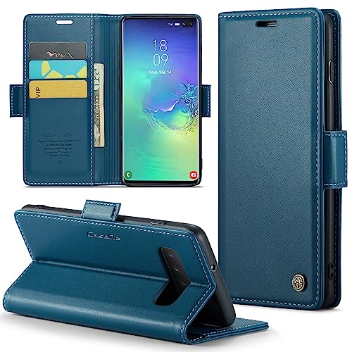 Phernykas Handyhülle für Samsung S10 Plus Hülle Leder,Magnetische Klapphülle mit kartenfach und Standfunktion Smartphone Schutzhülle Lederhülle S10 Plus Flip Book Case (Blau) von Phernykas