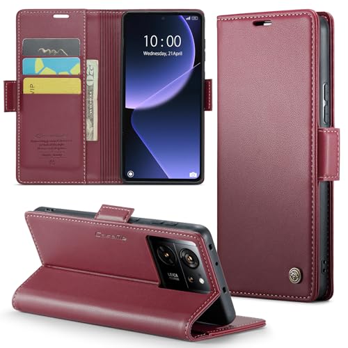 Phernykas Handyhülle für Xiaomi 13T/13T Pro Hülle Leder,Magnetische Klapphülle mit kartenfach und Standfunktion Smartphone Schutzhülle Lederhülle Xiaomi 13T/13T Pro Flip Book Case (Rot) von Phernykas