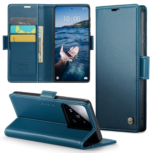 Phernykas Handyhülle für Xiaomi 14 Pro hülle Leder, Klapphülle mit Standfunktion und Kartenfächern Cover Xiaomi 14 Pro 360 Grad hülle Stoßfeste Flip Case (Blau) von Phernykas