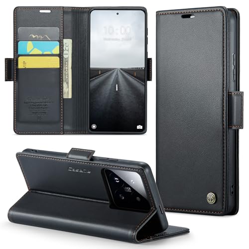 Phernykas Handyhülle für Xiaomi 14 Pro hülle Leder, Klapphülle mit Standfunktion und Kartenfächern Cover Xiaomi 14 Pro 360 Grad hülle Stoßfeste Flip Case (Schwarz) von Phernykas