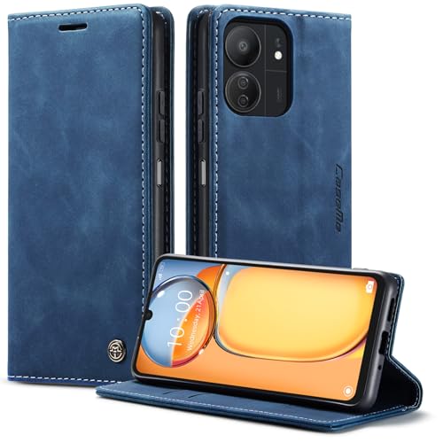 Phernykas Handyhülle für Xiaomi Redmi 13C 4G/Mi Poco C65 Hülle, Premium Leder Klapphülle Flip Case mit Standfunktion und Kartenfach Handytasche Hülle für 13C Wallet Case Stoßfeste Schutzhülle, Blau von Phernykas