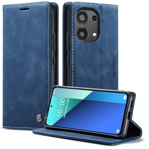 Phernykas Handyhülle für Xiaomi Redmi Note 13 4G(Non per 5G) Hülle, Premium Leder Klapphülle Flip Case mit Standfunktion und Kartenfach Handytasche Hülle Wallet Case Stoßfeste Schutzhülle, Blau von Phernykas